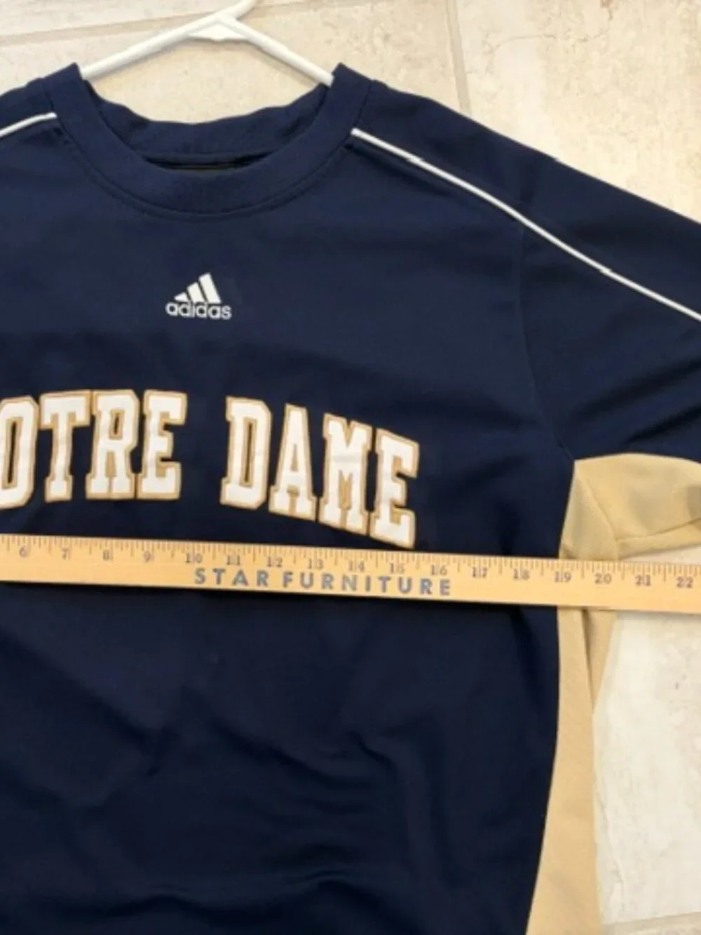 Adidas NCAA Notre Dame Blue Gold Jersey Medium Sportswear Activewear Y2K Retro